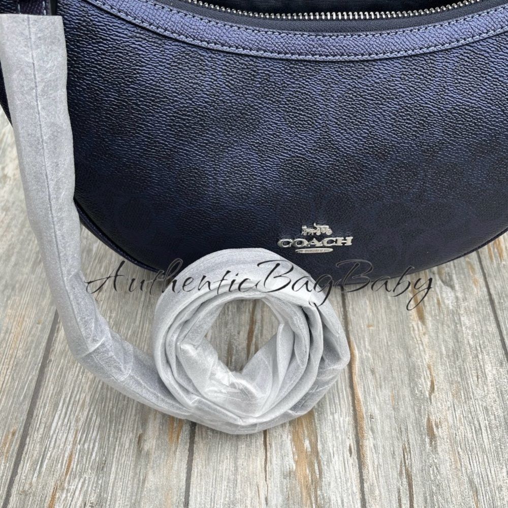 Coach Aria Shoulder in Blue Metallic Purse Leather - Picture 7 of 10